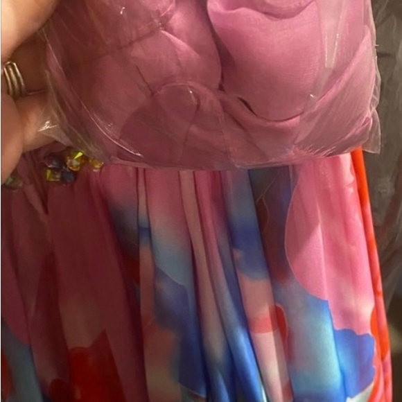 Multi-coloured Tony Bowls flowy prom gown - Picture 11 of 13